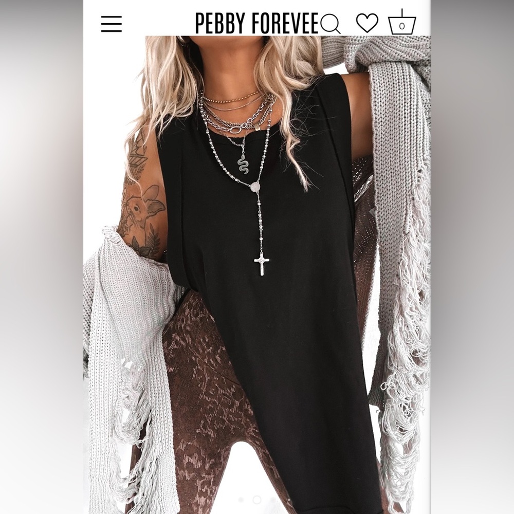 Pebby Forevee High hopes oversized side slit tank, 2X/3X